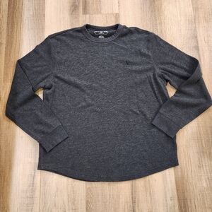 American Eagle Mens Thermal Shirt Large Gray Waffle Knit Long Sleeve Crew